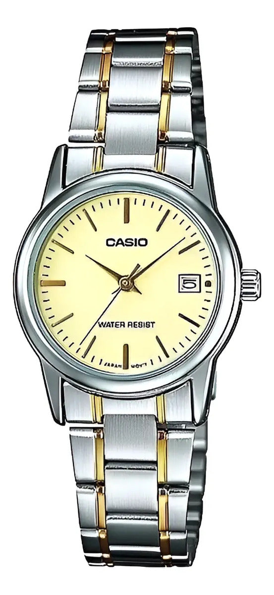 Reloj Casio Metal - Ltp-v002sg-9audf - Plateado Beige