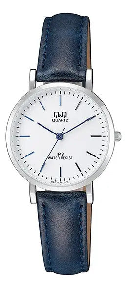 Reloj Q&q Cuero Dama 30mm Qz03j301y - Azul
