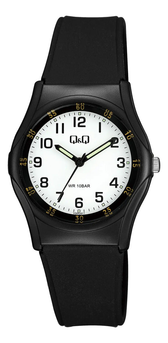 Reloj Q&q Cuero Hombre 34mm Vq04j011y - Negro