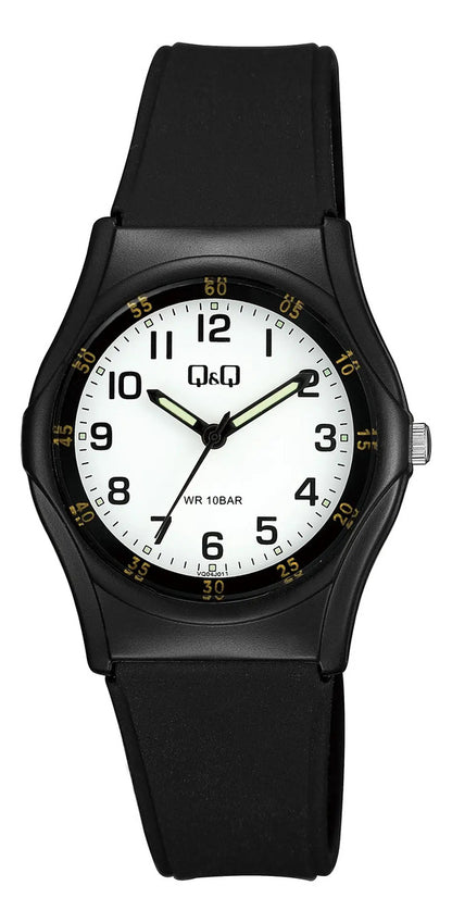 Reloj Q&q Cuero Hombre 34mm Vq04j011y - Negro