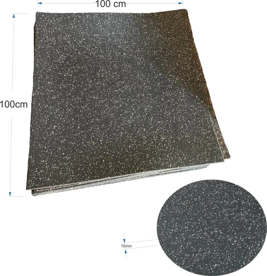 Piso Goma 1m X 1m X 15mm Gym Y Comercial Rhino Negro