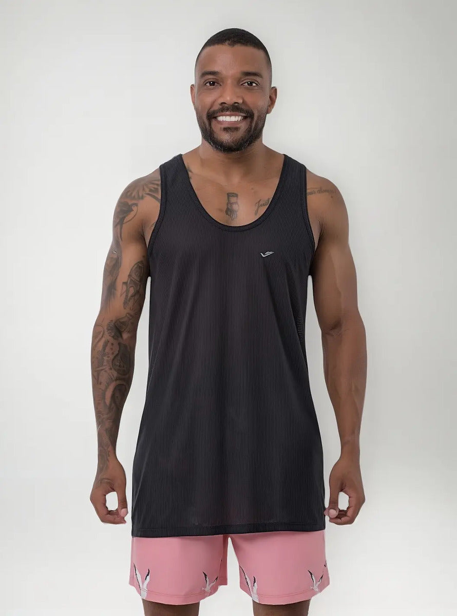 Musculosa Deportiva Hombre Fitness Gym Running Elite Negro S