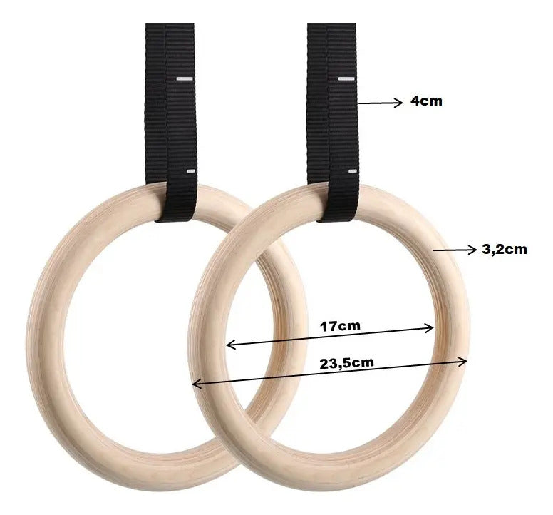 Anillas Madera Entrenamiento Funcional Rhino - Beige