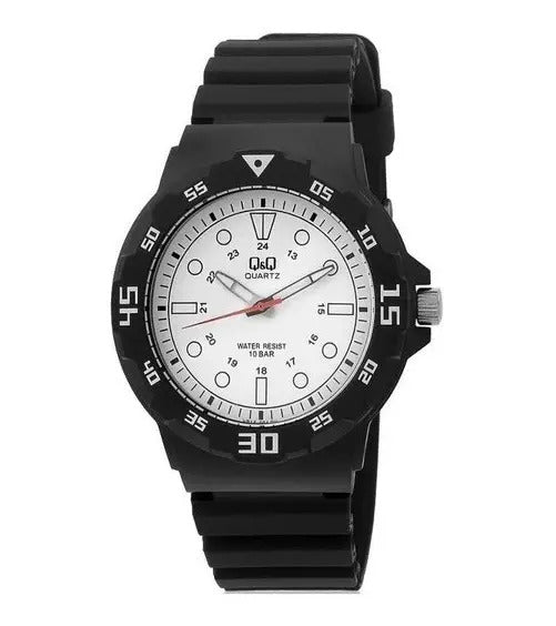 Reloj Q&q Silicona 43mm Vr18j004 - Negro Blanco