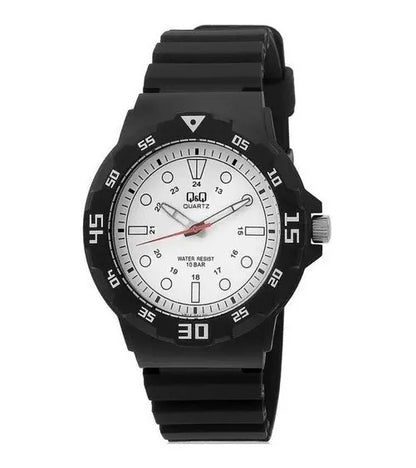 Reloj Q&q Silicona 43mm Vr18j004 - Negro Blanco
