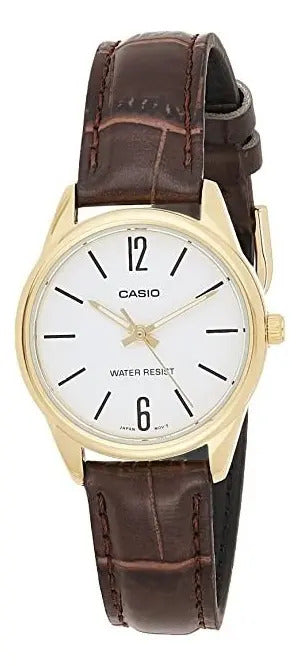 Reloj Casio Cuero Dama 34mm Ltp-v005gl7b - Marrón