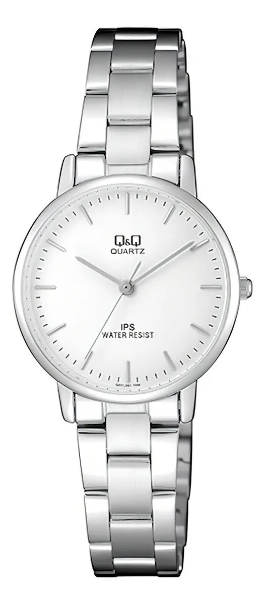 Reloj Q&q Metal Dama 30mm Qz01j201y - Plateado Blanco