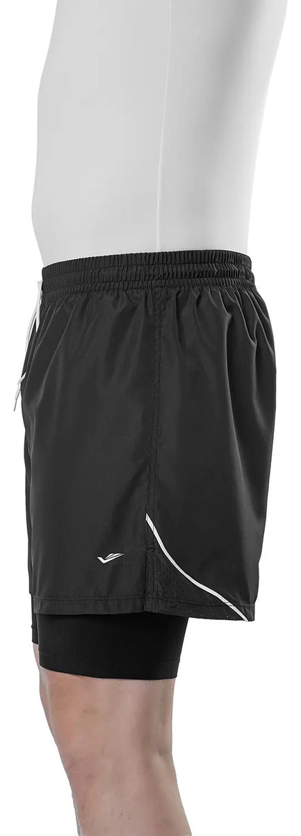 Short Con Calza Interior Perforada Deportivo Elite Negro L