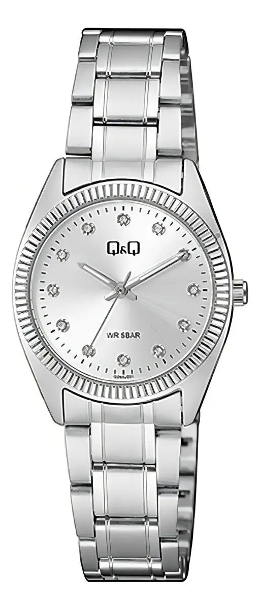 Reloj Q&q Metal Dama 30mm Qz65j201y - Plateado