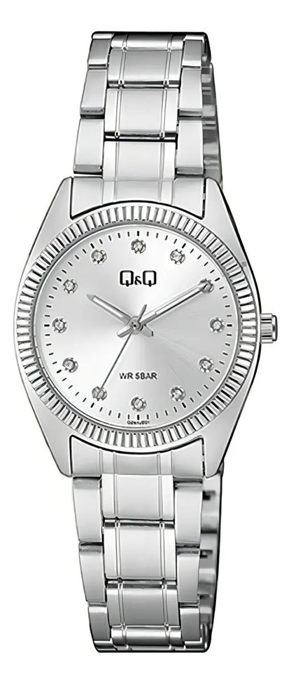 Reloj Q&q Metal Dama 30mm Qz65j201y - Plateado