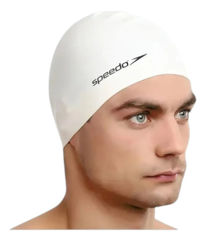 Gorra De Natación Piscina Plain Flat Speedo - Blanco Liso Único