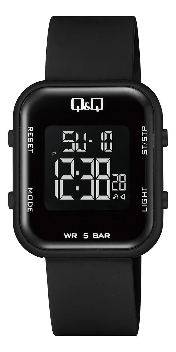 Reloj Digital Q&q Silicona Dama 34mm M207j002y - Negro