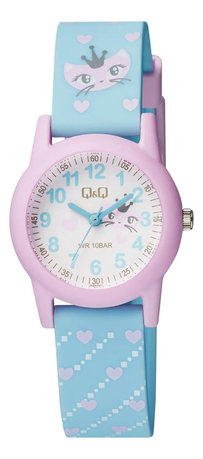 Reloj Q&q Silicona Infantil 30mm Vr99j007y - Celeste