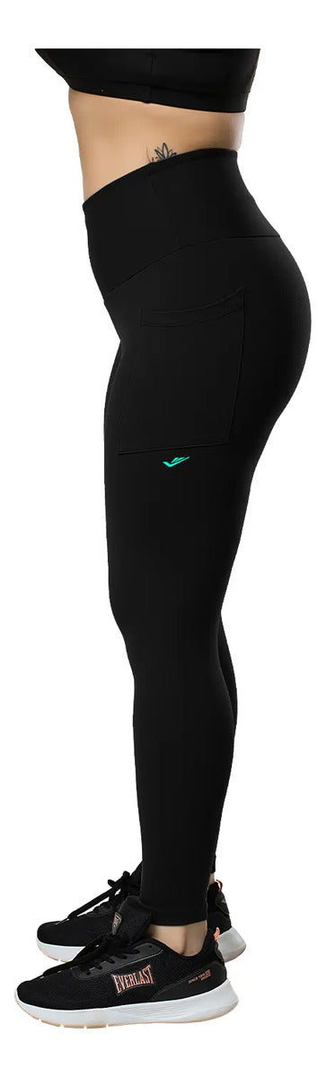 Calza Legging Larga Dama Bolsillo Confort Elite - Negro Xl