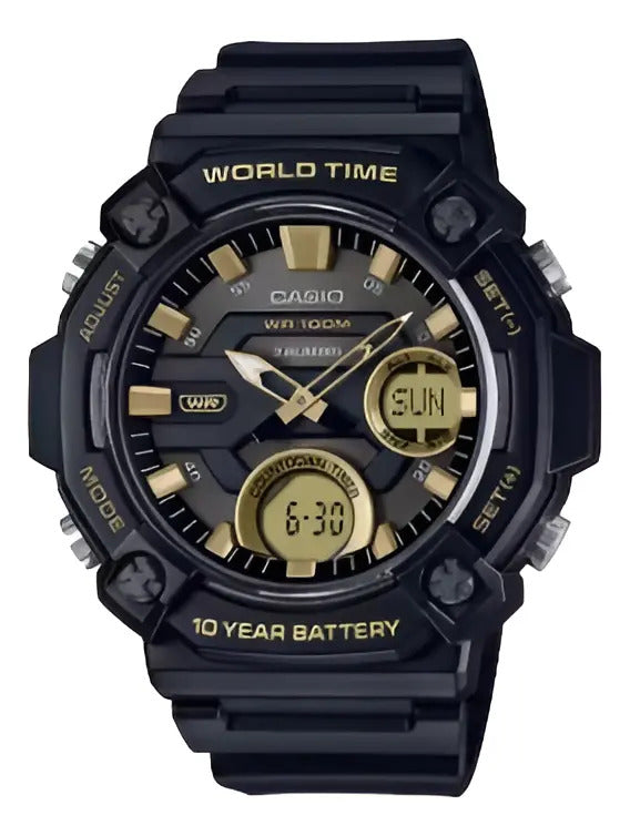 Reloj Casio Silicona 53mm Aeq-120w-9a - Negro