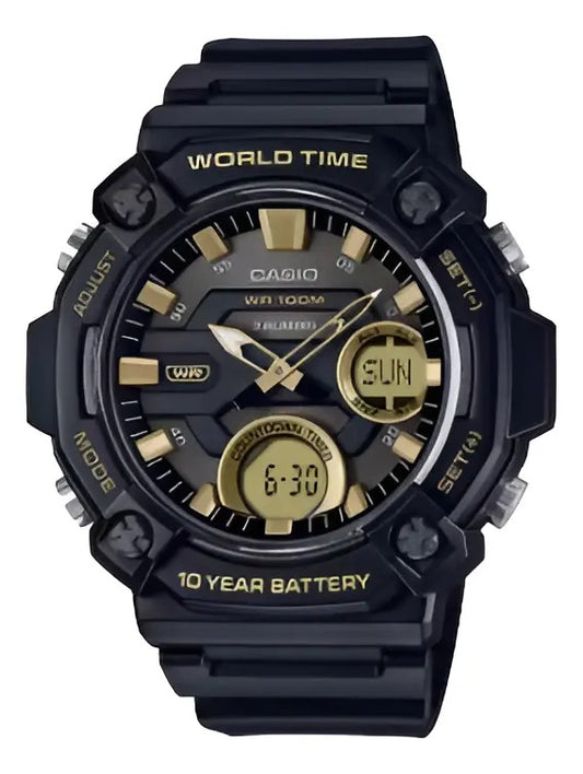 Reloj Casio Silicona 53mm Aeq-120w-9a - Negro