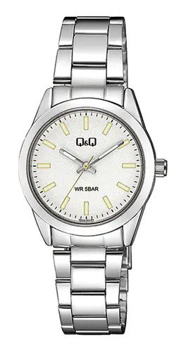 Reloj Q&q Metal Q82a-001py Dama 30mm Plateado