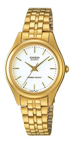 Reloj Casio Metal Mujer 28mm Ltp-1129n-7a - Dorado Blanco