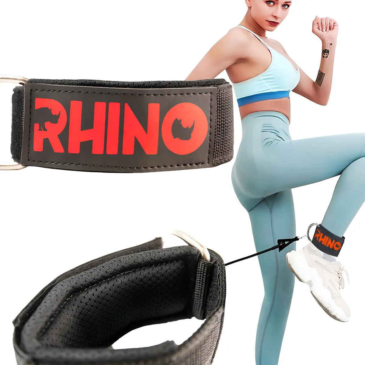 Tobillera Para Polea Máquina Acolchonada Rhino - Negro