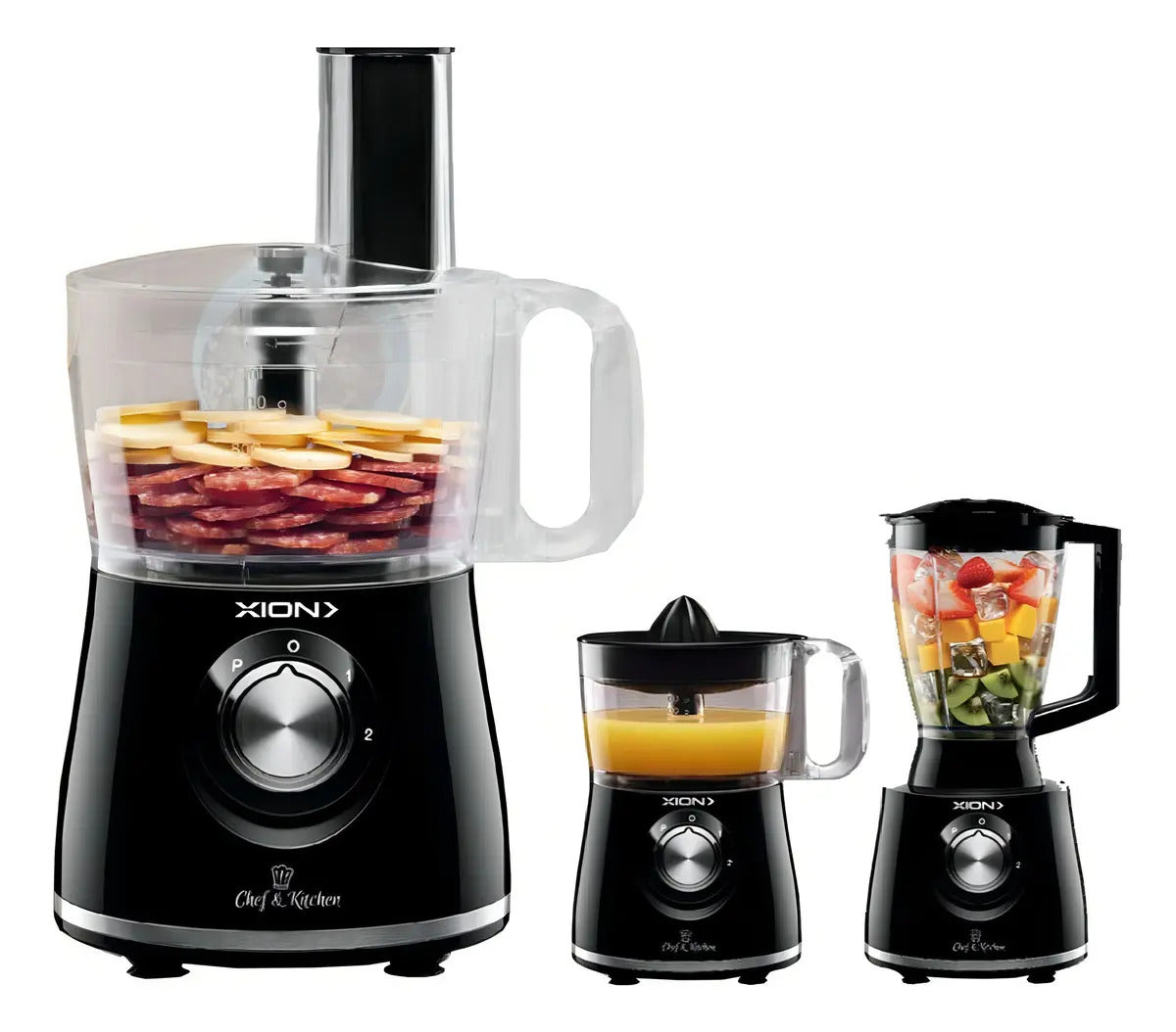Procesadora De Alimentos Xion 3 En 1 Xi-gl7010 - Negro