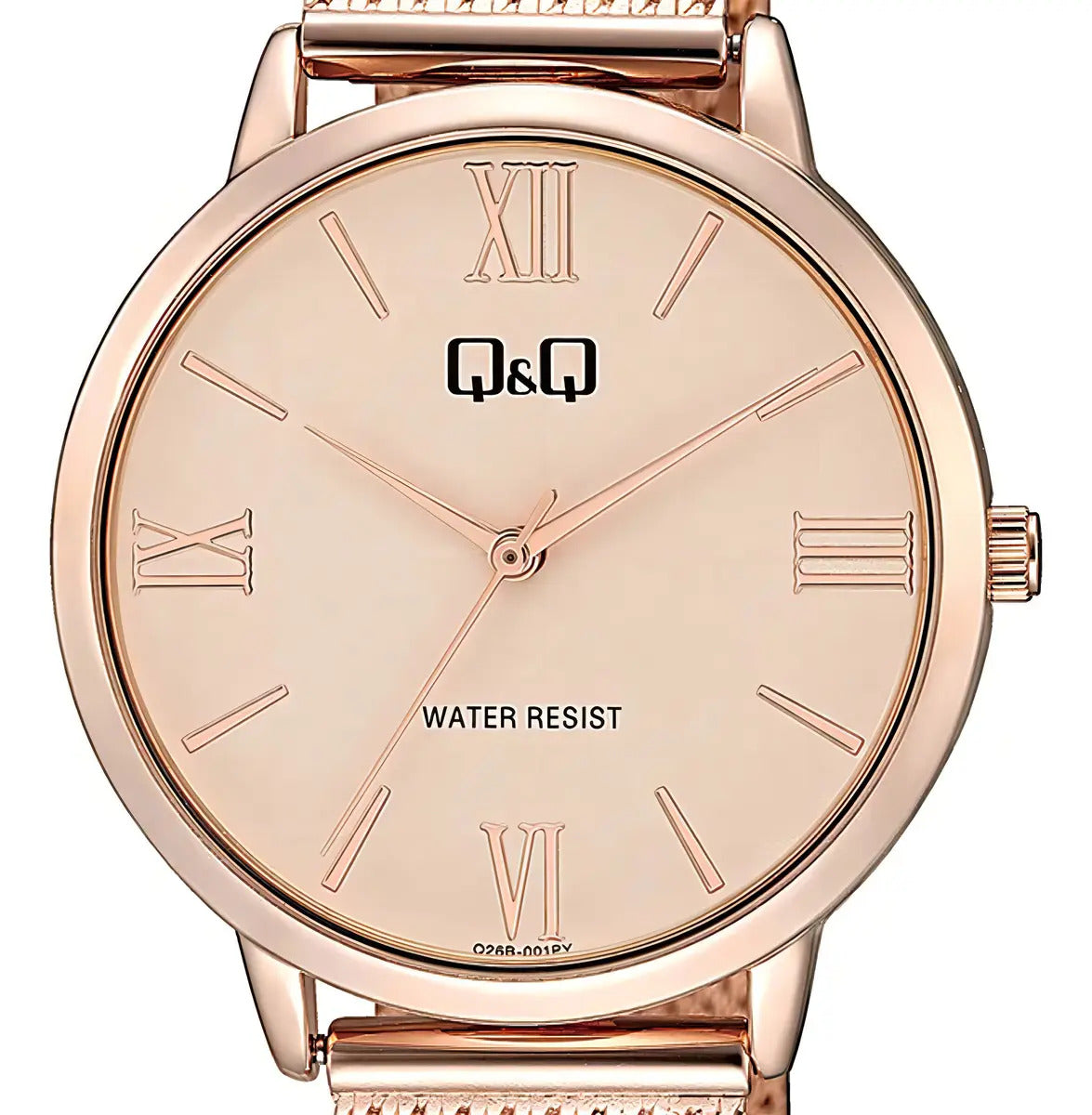 Reloj Q&q Metal Dama 34mm Q26b-001py - Oro Rosa Dorado