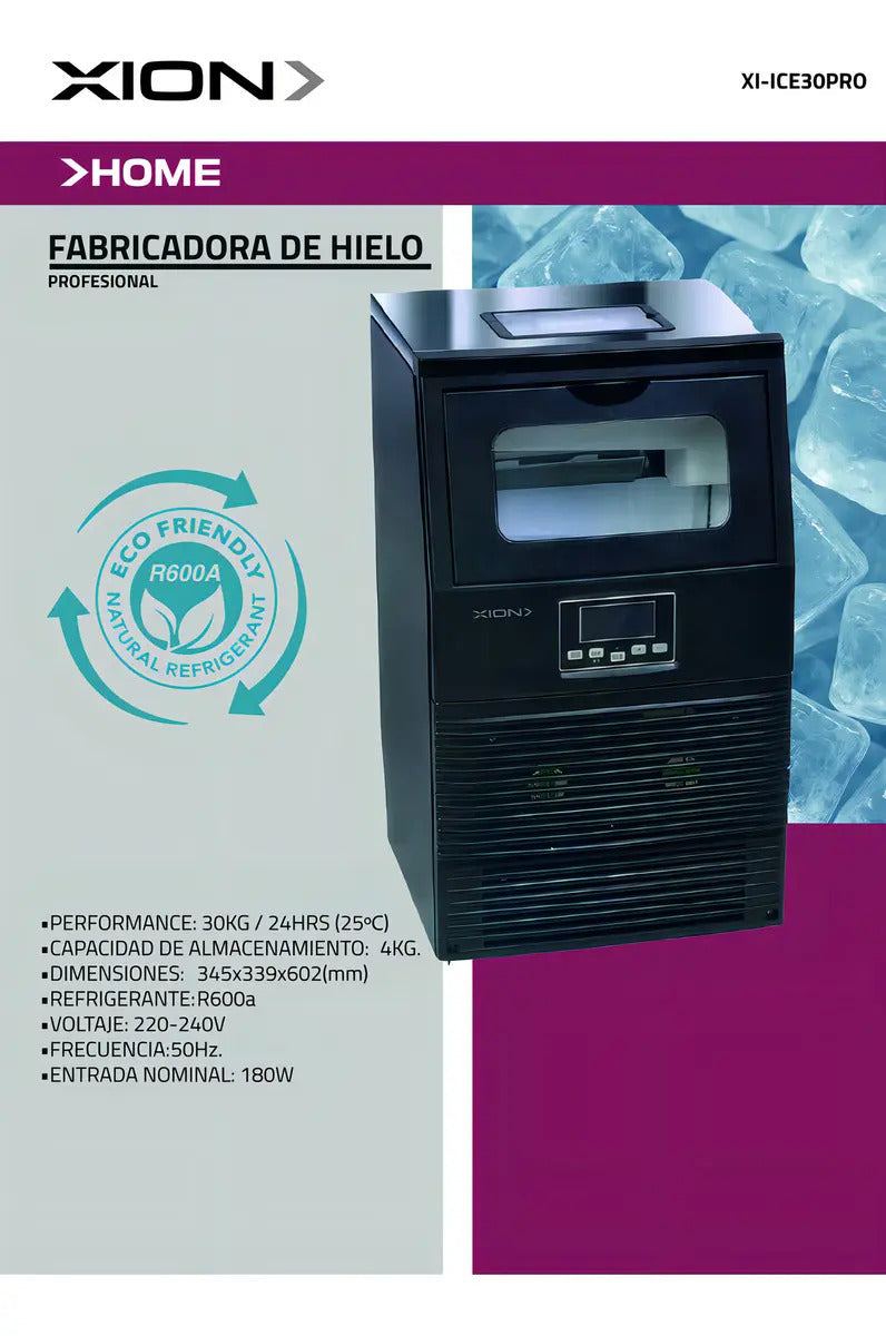 Fabricadora De Hielo Pro 30kg/24h Xion Xi-ice30pro Negro