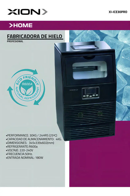Fabricadora De Hielo Pro 30kg/24h Xion Xi-ice30pro Negro