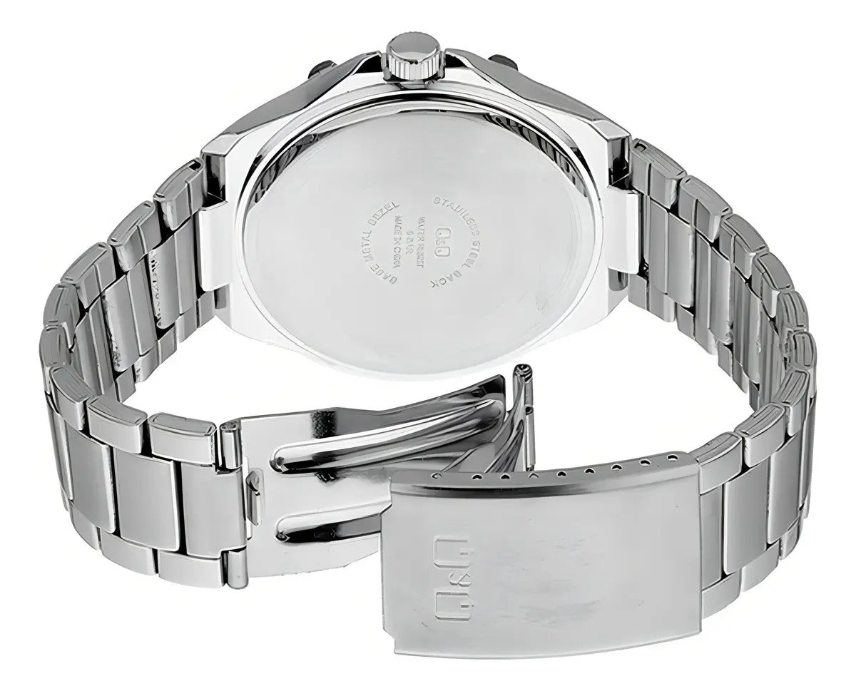 Reloj Q&q Metal Hombre 43mm A484j212y - Plateado Azul