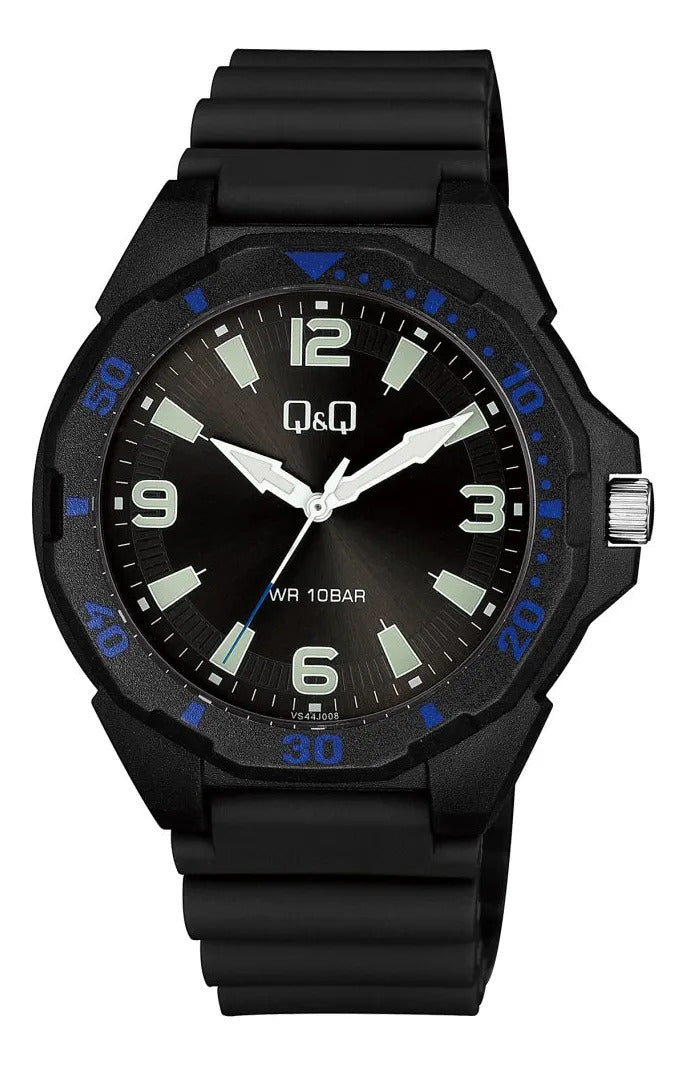 Reloj Q&q Silicona Hombre 43mm Vs44j008y - Negro