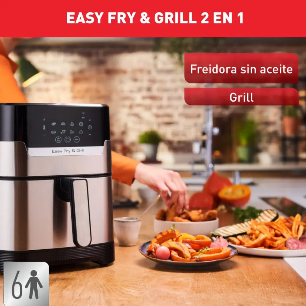Freidora Sin Aceite Digital Moulinex Xl Acero Inox Gris