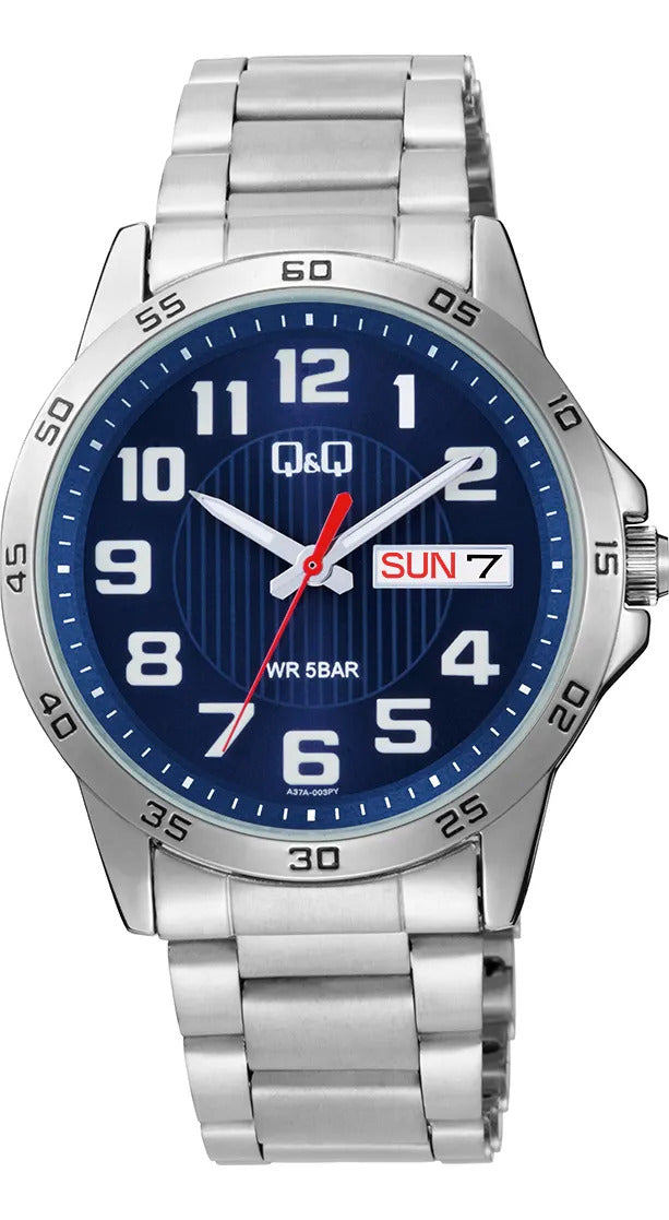 Reloj Q&q Metal Hombre 42mm A37a-003py - Plateado