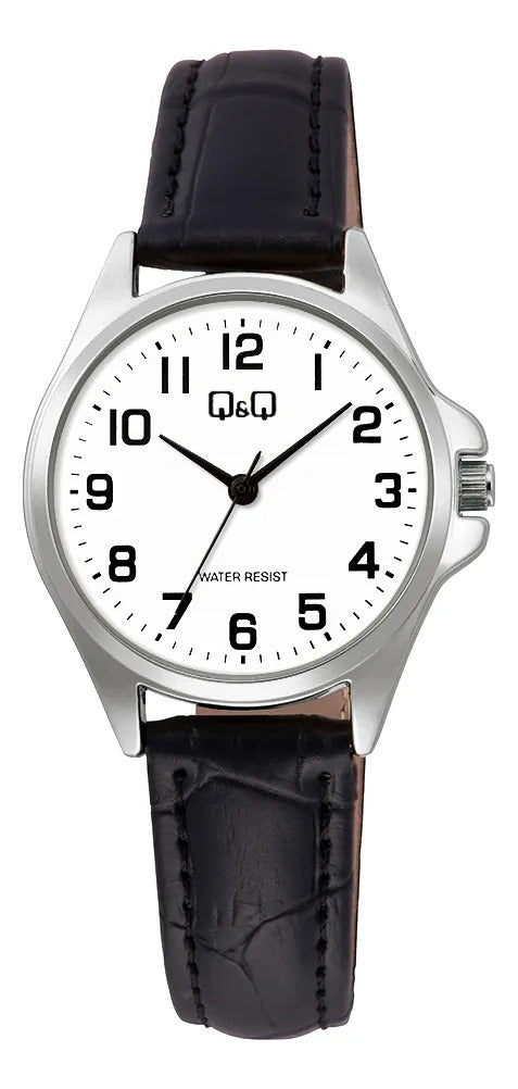 Reloj Q&q Cuero Dama 30mm C37a-013py - Negro
