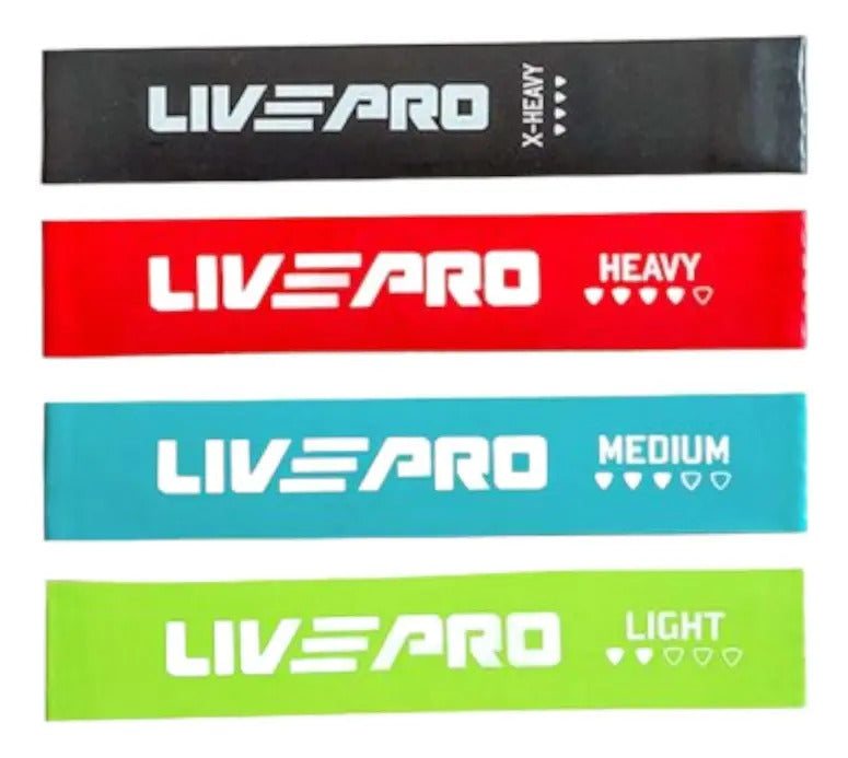 Set 4 Mini Bandas Loop Bands Entrenamiento Livepro Varios