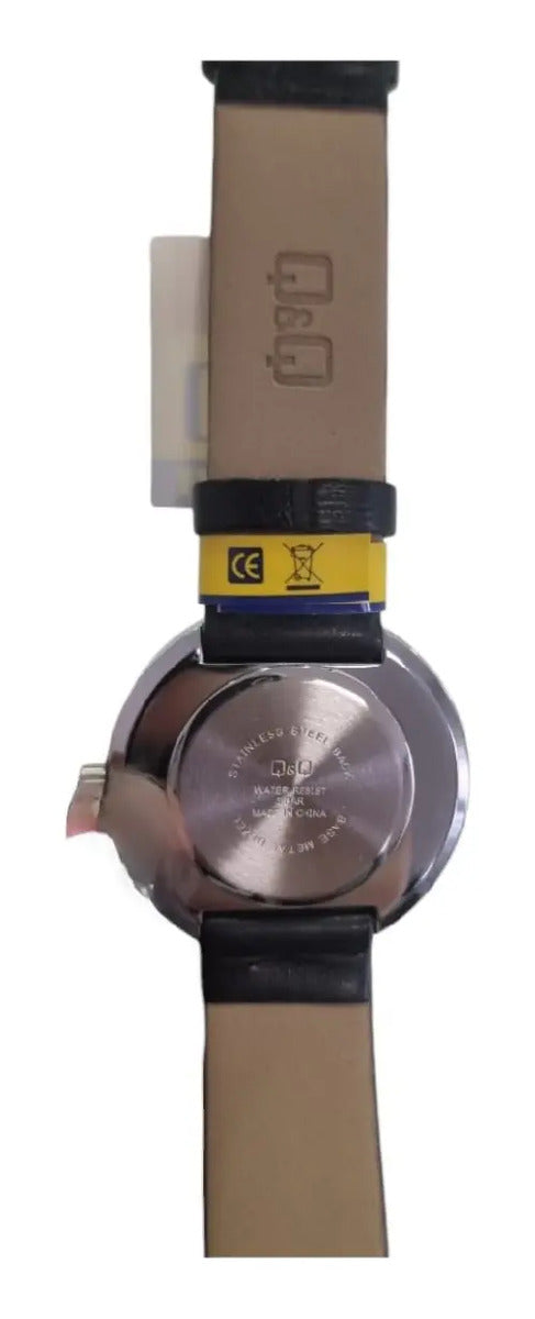 Reloj Q&q Cuero 38mm Qc24j304 - Negro Blanco