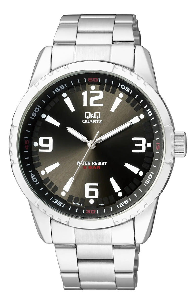 Reloj Q&q Metal Hombre 44mm Q888j205y - Plateado