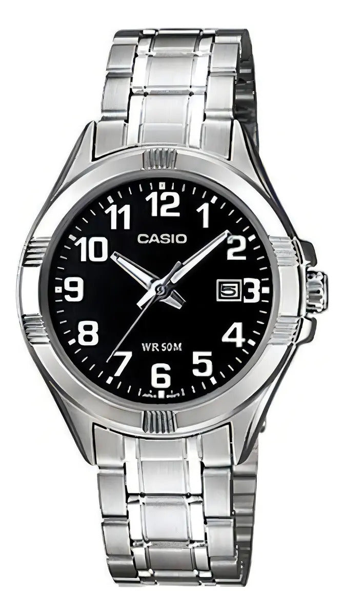 Reloj Casio Metal Dama Ltp-1308d-1b - Plateado Negro