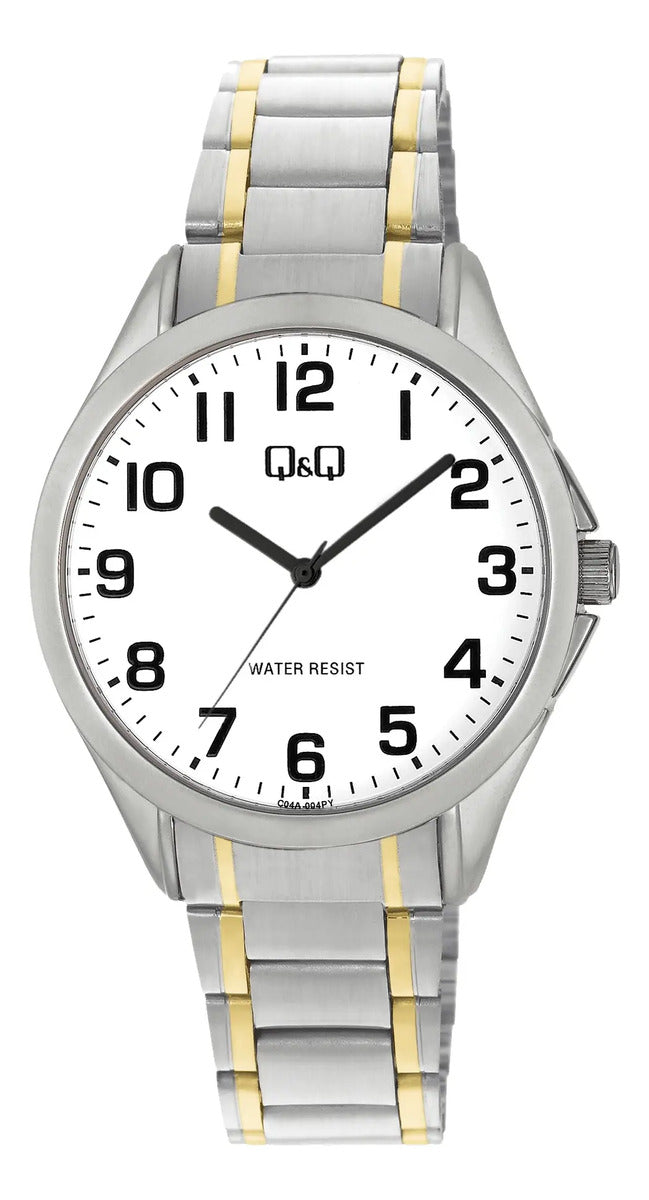 Reloj Q&q Metal Hombre 38mm C04a-004py - Plateado Blanco