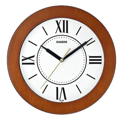 Reloj De Pared Casio Redondo Iq-126-5b - Madera Blanco