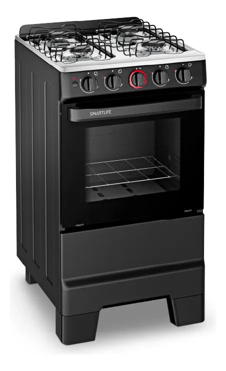 Cocina A Gas Smartlife 4 Hornallas Sl-kbr504b - Negro