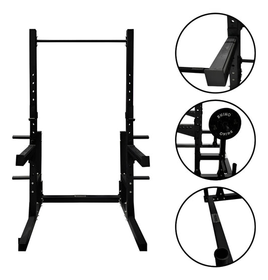 Squat Rack Sentadillas Profesional Dominadas Rhino Negro