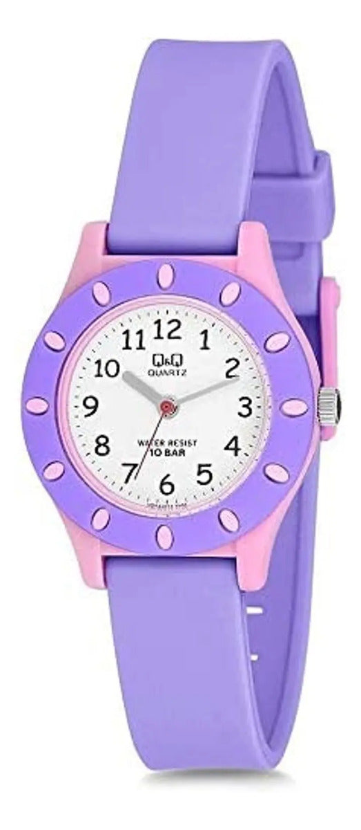 Reloj Q&q Silicona Vq13j014 - Violeta Blanco