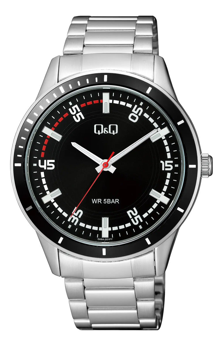 Reloj Q&q Metal Hombre 44mm Q09a-001py - Plateado