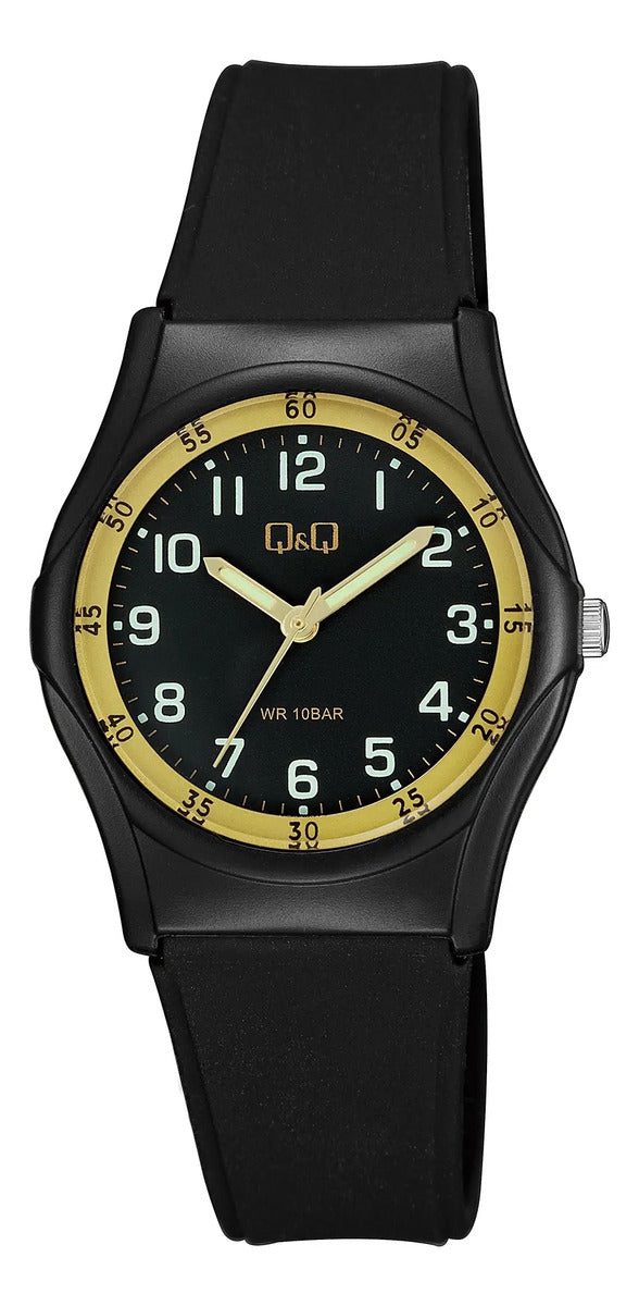 Reloj Q&q Cuero Hombre 34mm Vq04j012y - Negro