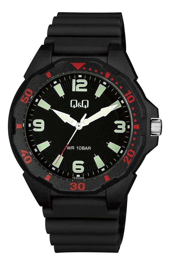 Reloj Q&q Silicona Hombre 43mm Vs44j006y - Negro