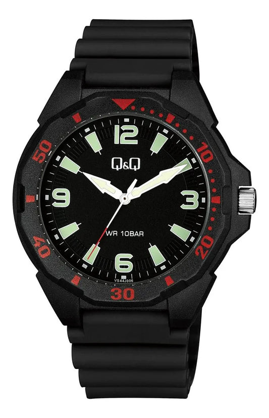 Reloj Q&q Silicona Hombre 43mm Vs44j006y - Negro
