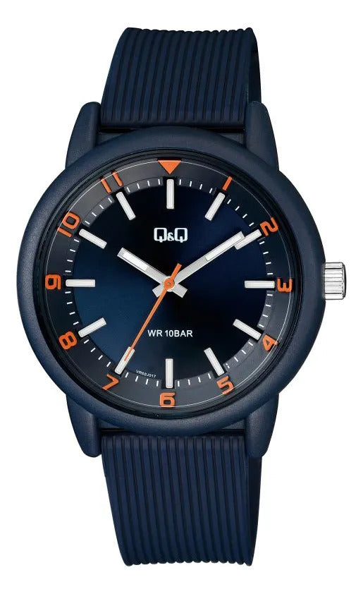 Reloj Q&q Silicona Hombre 42mm Vr52j017y - Azul Oscuro