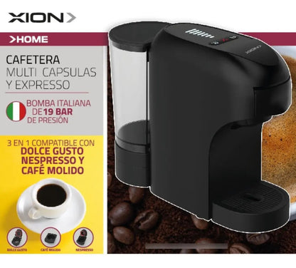 Cafetera Xion Café Molido, Nespresso, Dolce Gusto Xi-cm23 Qo Negro