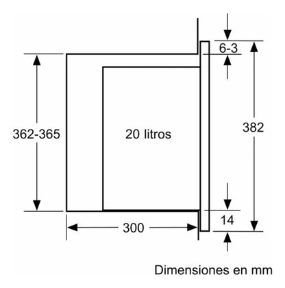Microondas Integrable Bosch 20 Lts Bfl524mw0