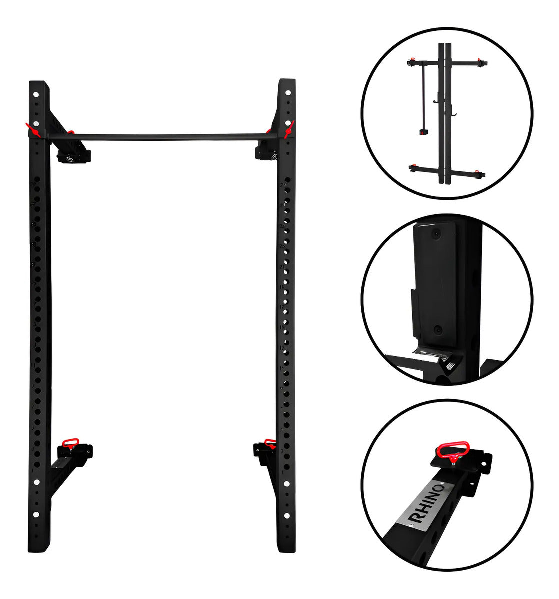 Power Rack On Wall Plegable Multifunción Rhino Negro