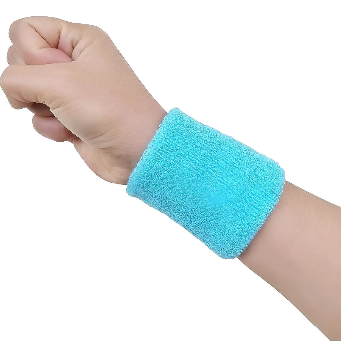 Muñequera Deportiva Tela Esponja 9 Cm Rhino Celeste Único